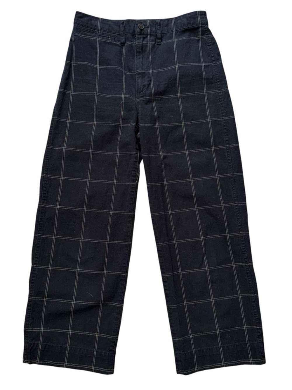 Madewell Black Windowpane Slim Emmit Wide Leg Crop Size 26